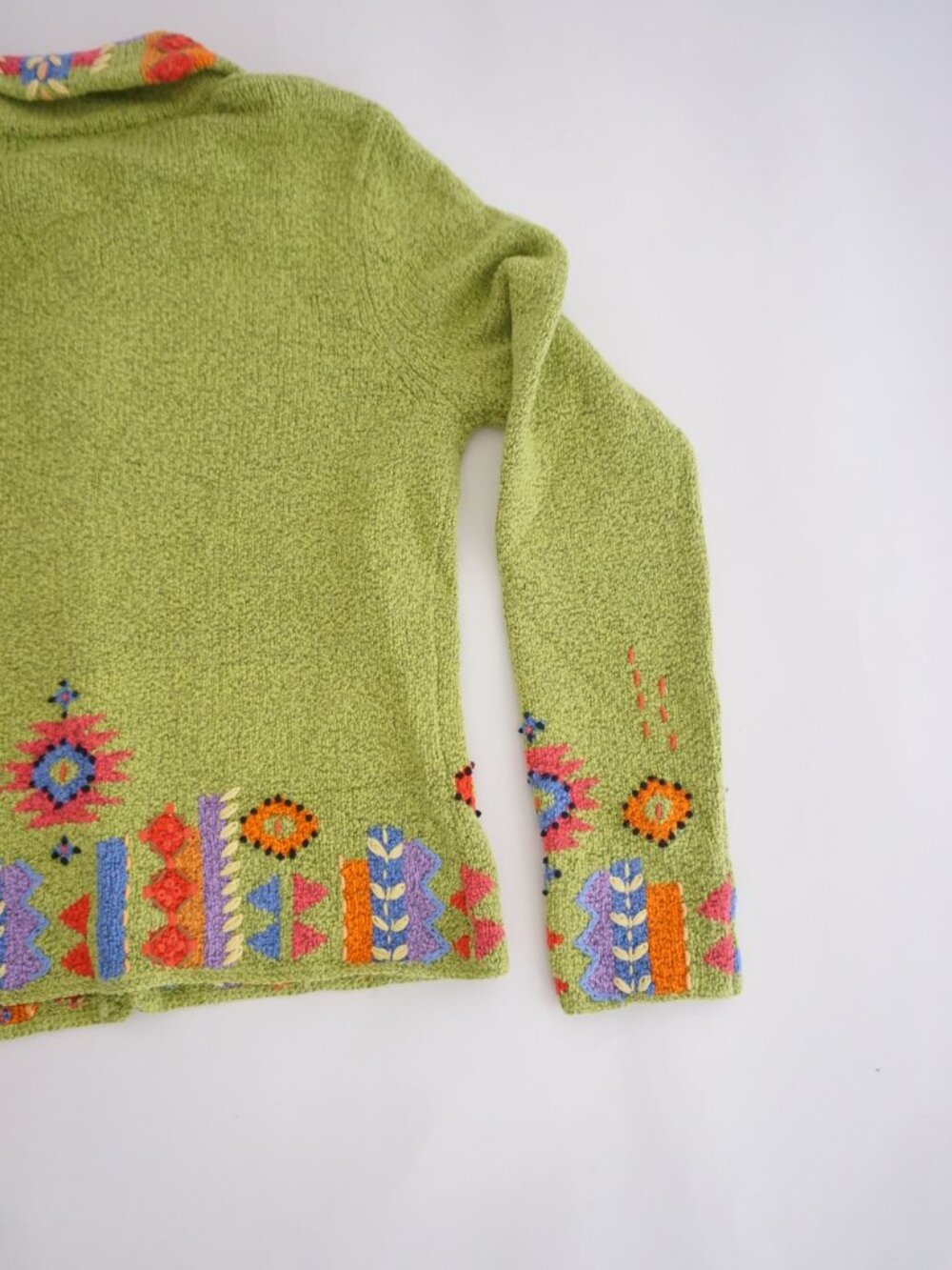 Vintage NorthStyle Green Southwestern Embroidered Button Cotton Blend Cardigan S - Picture 11 of 11